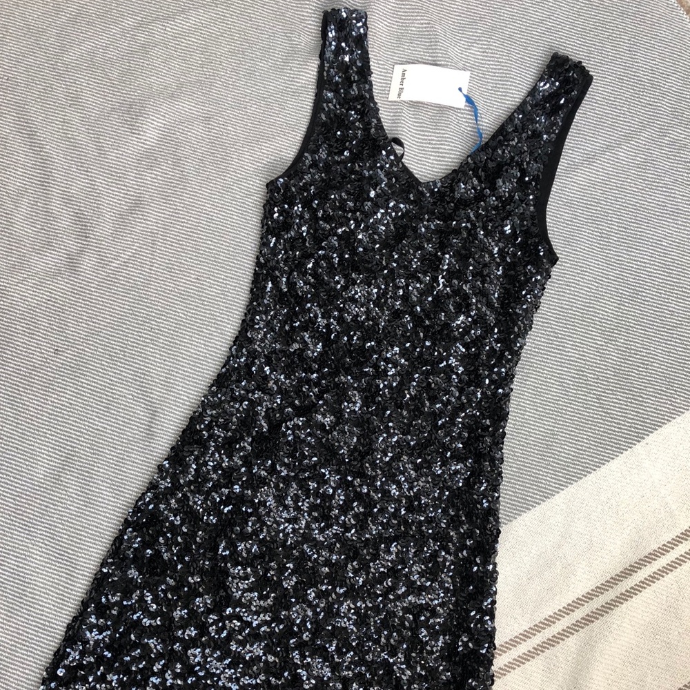 Amber Blue Black Sequin Dress